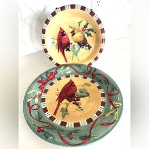 Lenox Winter Greetings Everyday Stoneware Cardinal Set of 2 Plates (see below)